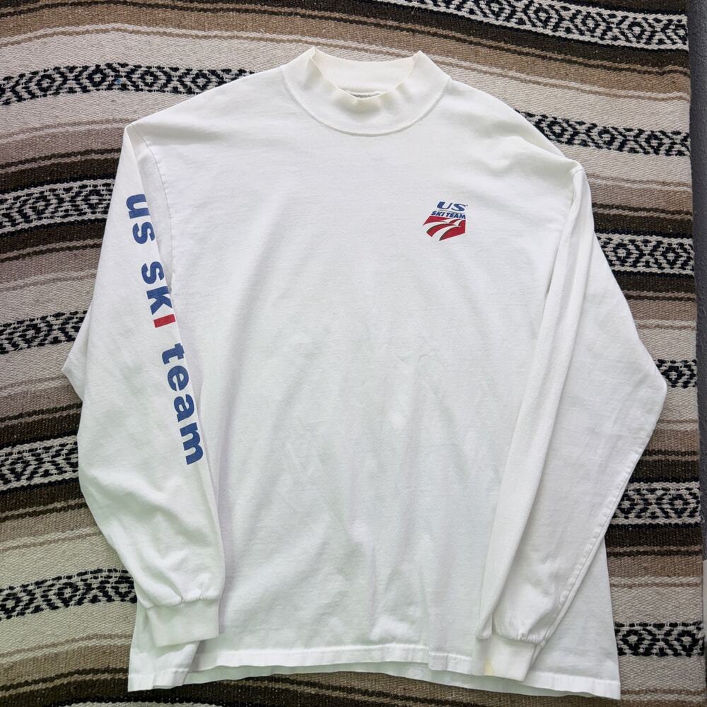 Vintage 2002 Team USA Ski Team Winter Olympics White Long Sleeve Shirt Sz XL VTG